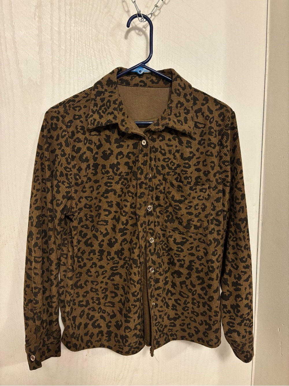 Leopard Print Lightweight Shirt Jacket in Brown